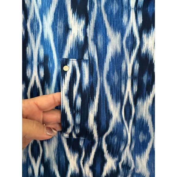 Zenergy Chico's UPF Neem Zip Bungee Dress 1 M Blue Ikat - Picture 4 of 10